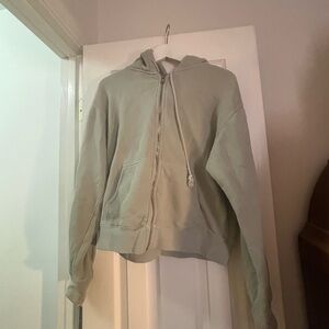 Brandy Melville Light Green Zip-Up Hoodie